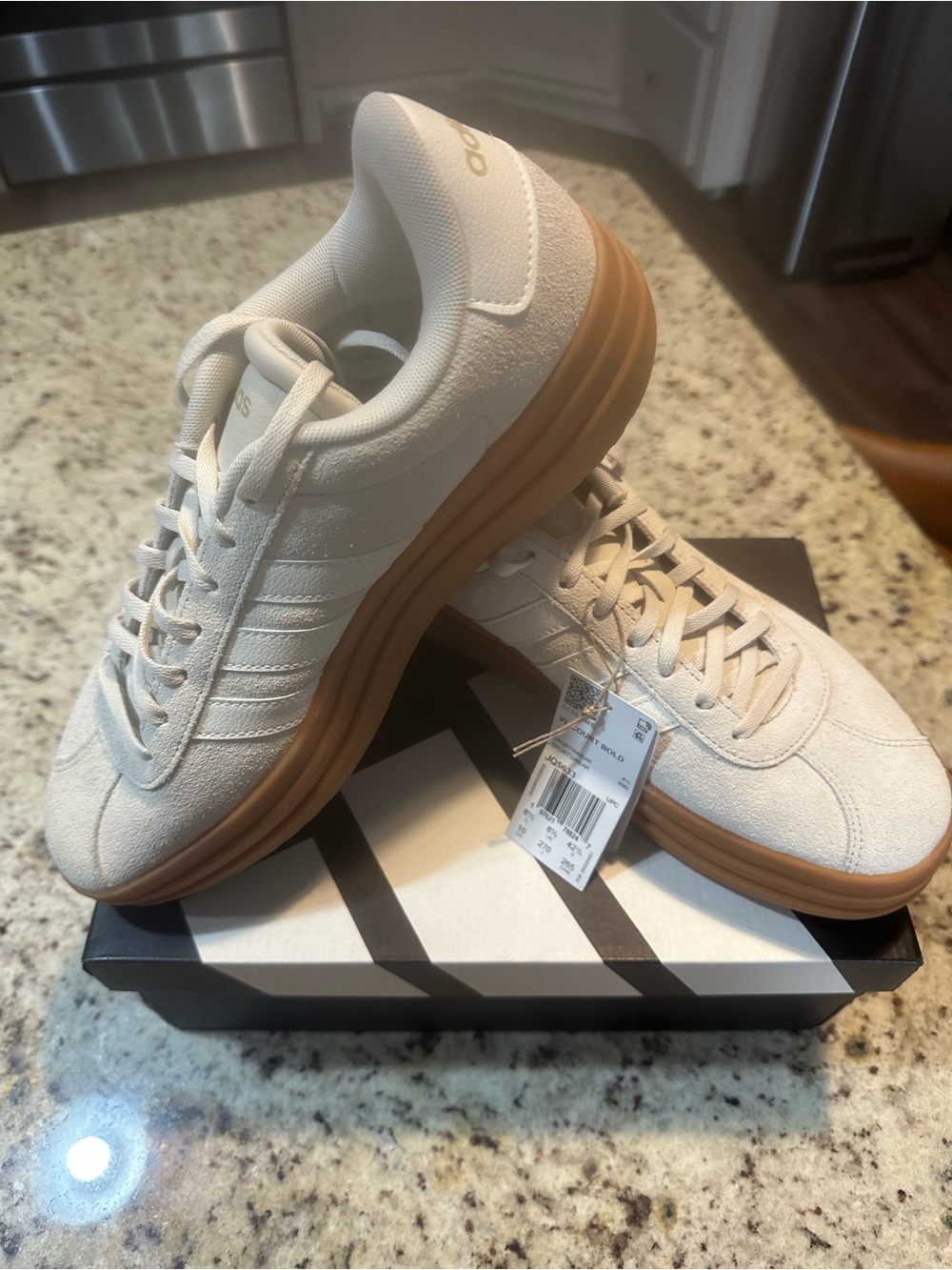 Women’s Addidas Classic Suede Low-Top Sneakers - Cream with Gum Sole